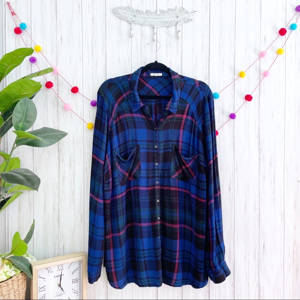 Maurices Plaid Button Front Long Sleeve Flannel 3X